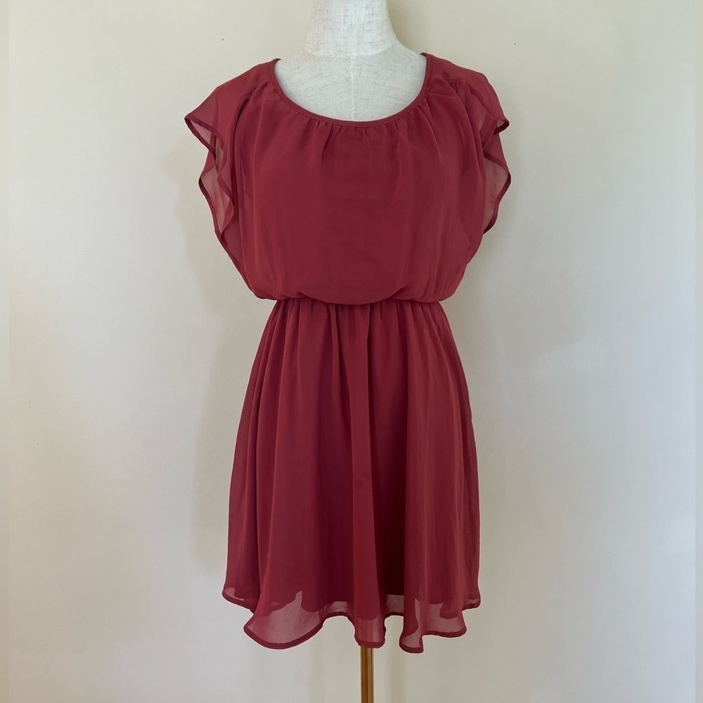 Lush Copper Flowy Mini Dress